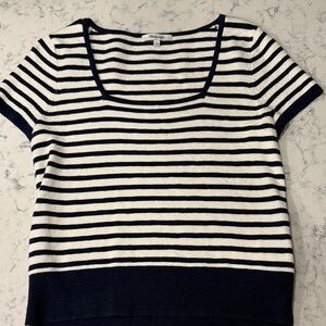Madewell Navy and Cream Striped knit top Small